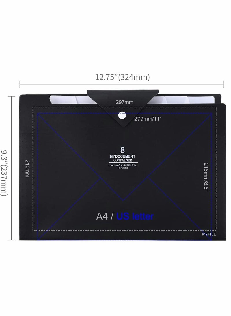SYOSI Expanding File Folder 8 Pockets Accordion Document Folder Organizer A4 Letter Paper File Organizer Pocket with Buckle Closure Plastic Expandable Files Folders for School Office Home - Image 5