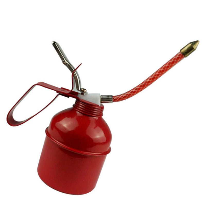 Manual Oiler Can: High-Strength Iron Construction, Easy-To-Operate Red Lever Design - Precise Pump Action, Flexible Hose Oil Can for Machinery, Automotive and Household Maintenance - Image 3