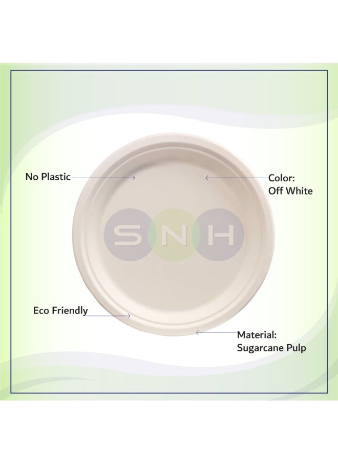 SNH Packing - Bagasse Biodegradable Plate 9 Inch Made From Sugarcane Plates 50 Pieces - Image 1