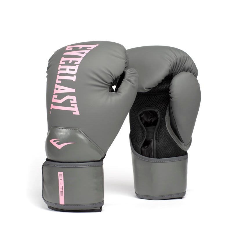 Everlast Elite 2 Womens Boxing Gloves Vegan Leather Boxing Gloves for Women and Children Ventilation Cardio Speedbag and Heavy Bag Training Gloves 12 oz Grey and Pink - Image 2