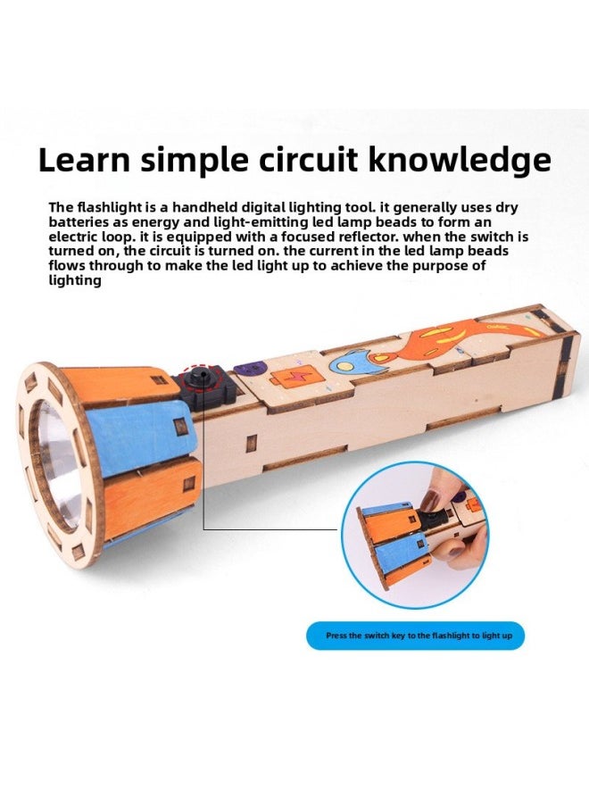 Generic - DIY Flashlight Technology Small Making Suit Handmade Assembled Electrical Physics Science Experiment Science And Education Frontier Toys-Specifications:Default - Image 1