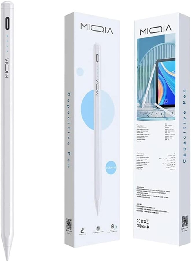 Generic MIQIA Active Capacitive Stylus Charging Touch Pen For iPad, Pencil Battery 130 mAh, Type-C Port, Extra Repalcement Nib 