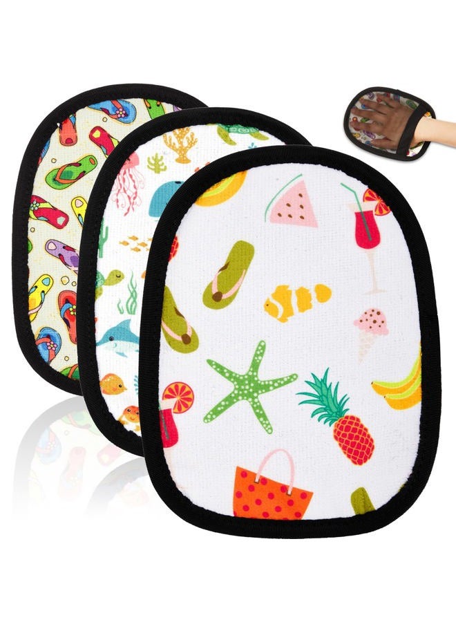 JIANCENGYB 3 Pcs Sand Off Beach Mitt Wipe Sand Remover with Portable Drawstring Bag for Ocean Volleyball Sport Activities Occasion, 3 Colors(Summer Beach) - Image 1