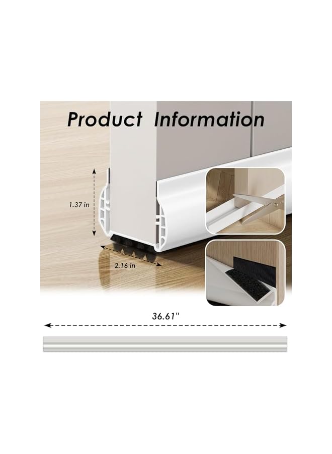 The Bros Door Draft Stopper,Under Door Air Deflector with Brush for Dust and Sound Insulation,Door Window Breeze Blocker Weather Stopper Strong Adhesive,Insect Barrier(100CM*5.5CM) - Image 2
