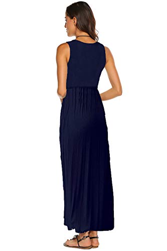 Hount Womens Summer Beach Cover Up Dresses Sleeveless Sundress Solid Nacy S - Image 3