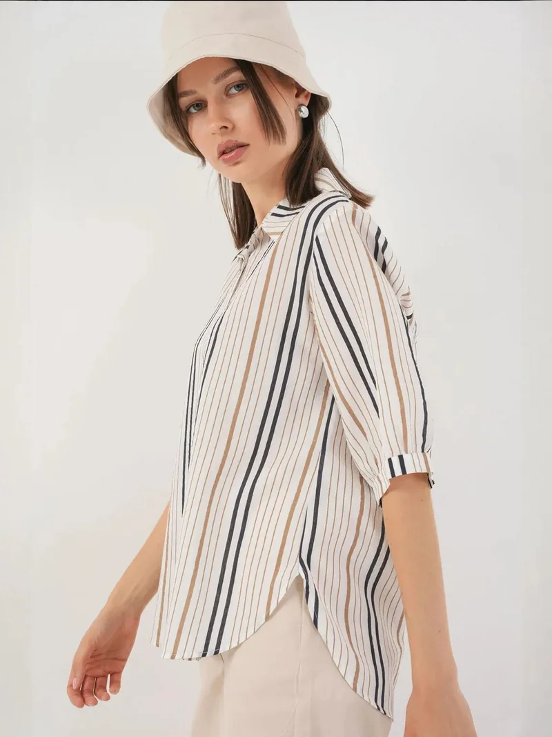 بيغ دارت قميص مخطط بوبلين