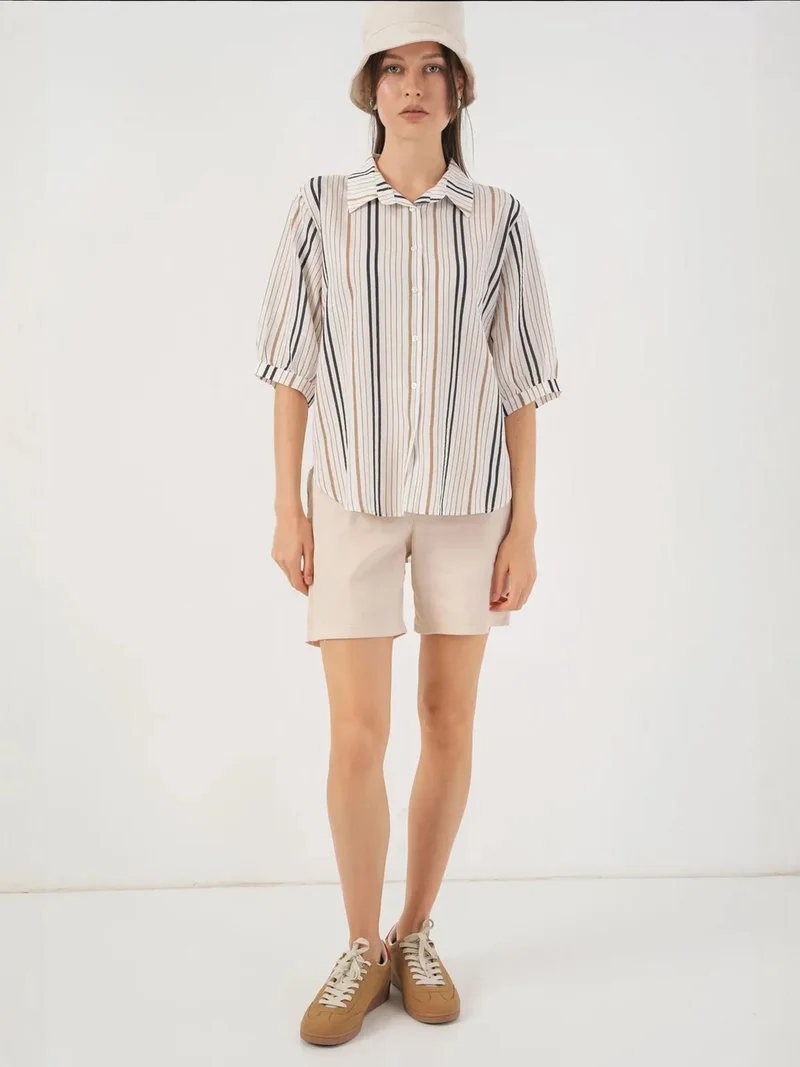 بيغ دارت قميص مخطط بوبلين