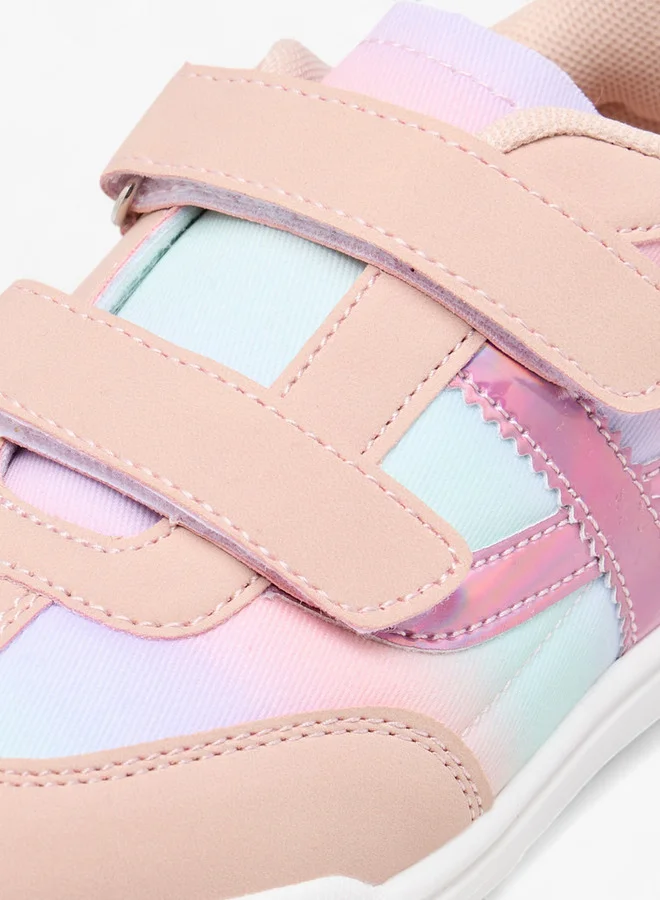 Flora Bella By Shoexpress Girls Colourblock Sneakers with Hook and Loop Closure