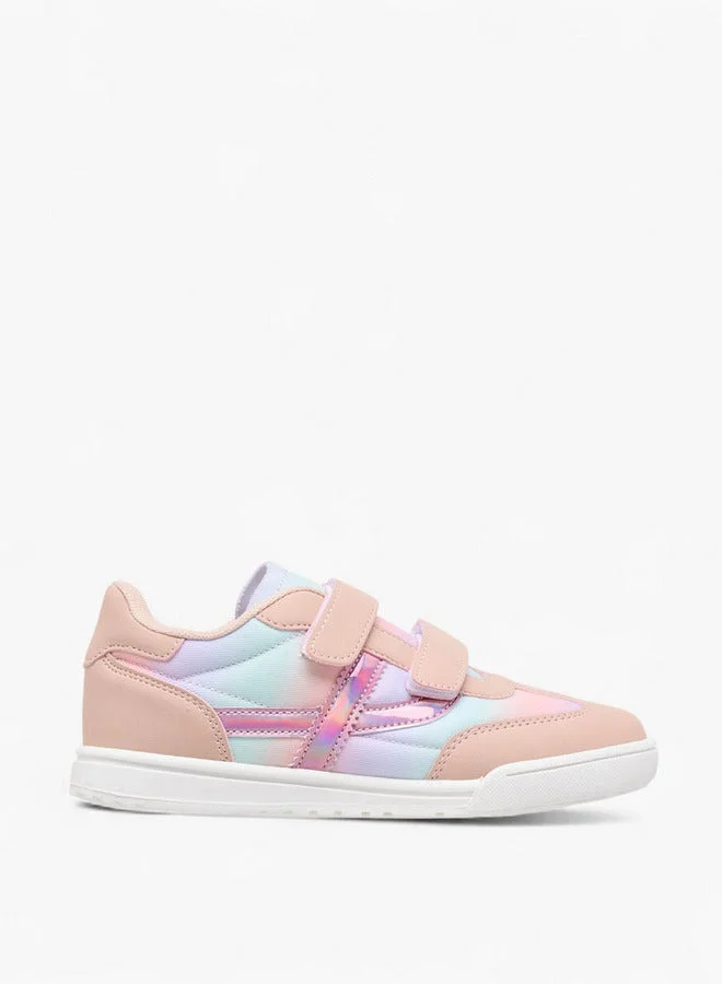 Girls Colourblock Sneakers with Hook and Loop Closure