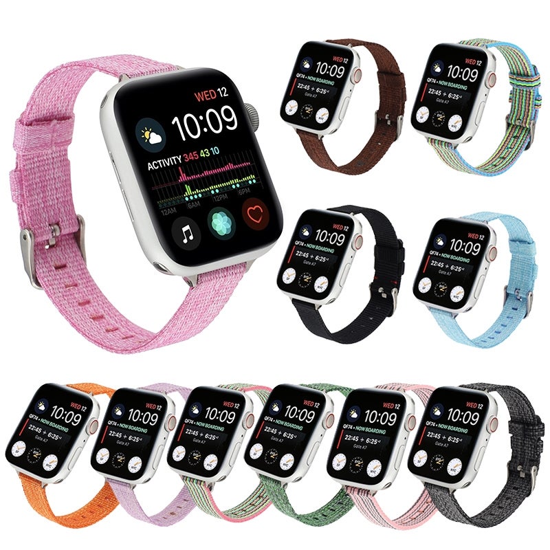 Woven Canvas Nylon Wrist Strap Watch Band For Series 7 41mm / 6 & SE & 5 & 4 40mm / 3 & 2 & 1 38mm(Gray)