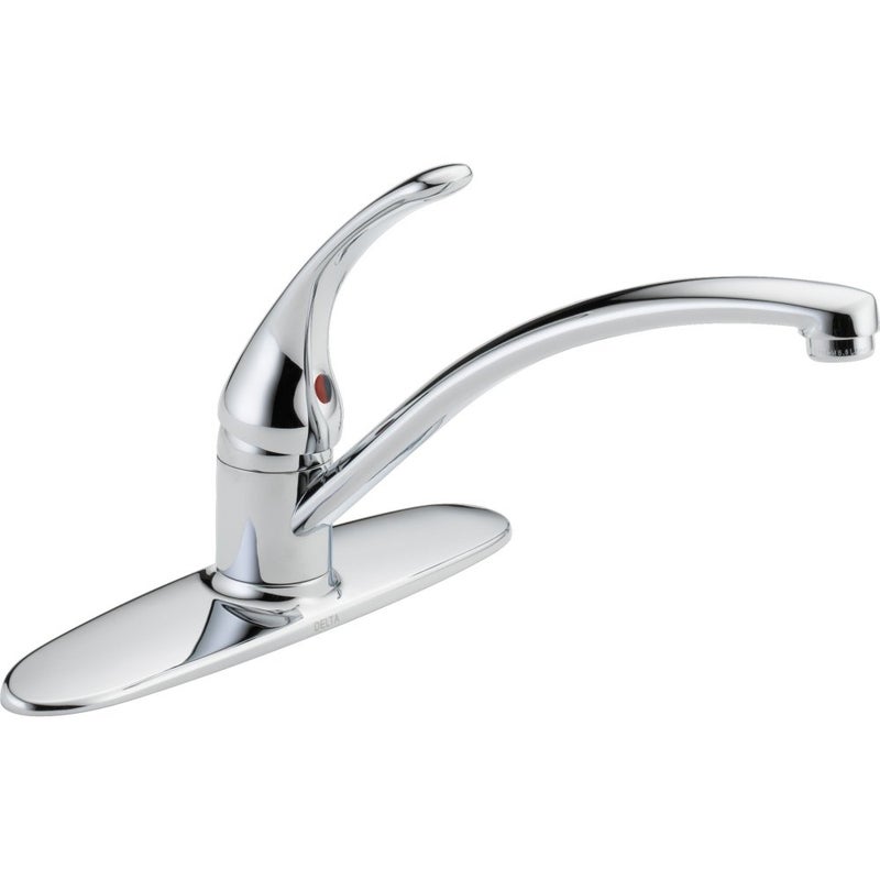 Delta Foundations Chrome Kitchen Faucet, Contemporary 3 Hole Kitchen Sink Faucet, Single Handle, Chrome B1310LF