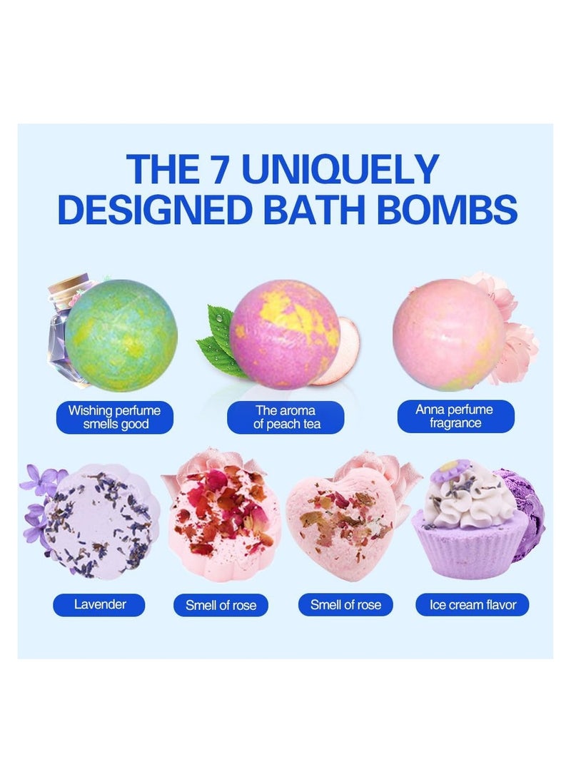 DMG TECH Bath Bombs Gift Set, 7 Pack Organic & Natural Bubble and Floating Fizzies Spa Kit, Bubble Bath Salt Balls for Skin Moisturize, for Relaxation and Stress Relief, Gifts for Women, Mom, Her, Kids  - Image 2
