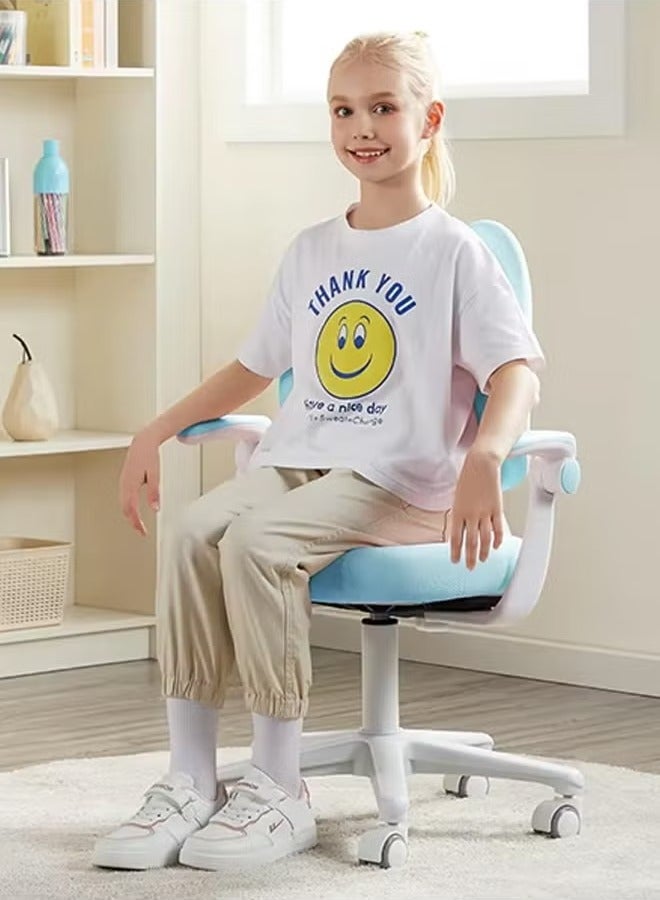 Generic Multi Function Kids Desk Chair, Ergonomic Study Chair with Adjustable Lumbar Support and Flip up Armrest, Liftable Writing Chair with wheels, Correct Sitting Learning Chair, Computer Chair, Task Chair, Rolling Work Swivel Chairs, Student Comfortable Seat with Height Adjustable, Growing Teen Office Chair for Home/School/Office  - Image 3