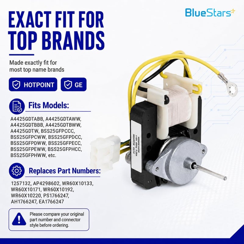 BlueStars WR60X10220 Refrigerator Condenser Fan Motor Replacement – Compatible with G.E & Hot.Point Refrigerators - Replaces AP4298602 WR60X10171 PS1766247 WR60X10133 1257132 WR60X10192 - Image 5