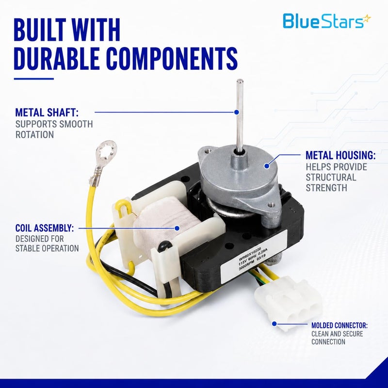 BlueStars WR60X10220 Refrigerator Condenser Fan Motor Replacement – Compatible with G.E & Hot.Point Refrigerators - Replaces AP4298602 WR60X10171 PS1766247 WR60X10133 1257132 WR60X10192 - Image 4