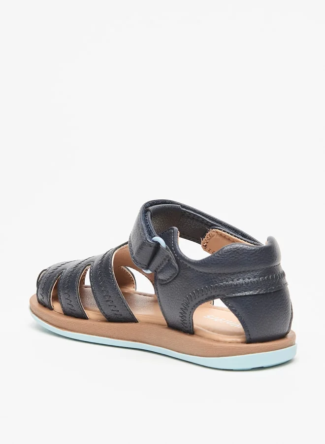 JUNIORS Boys Solid Sandals With Hook And Loop Closure