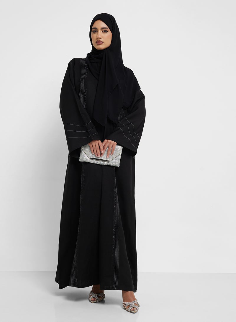 hayas closet V-Neck Embellished Flared Sleeve Abaya  - Image 1
