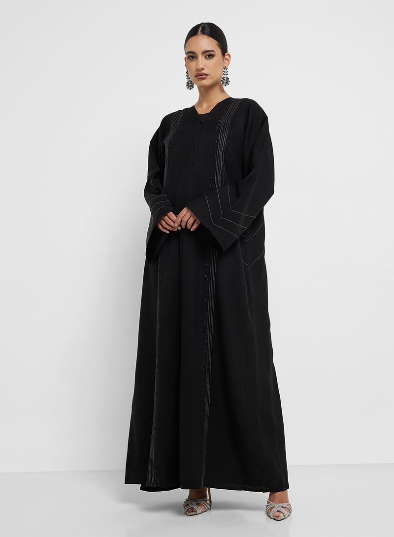 hayas closet V-Neck Embellished Flared Sleeve Abaya  - Image 5