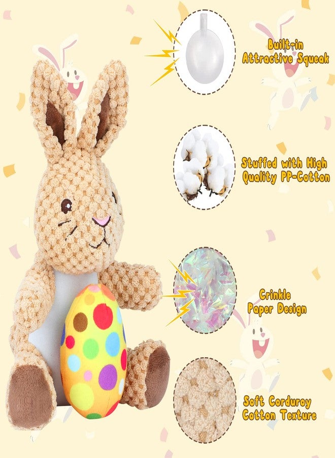 Rypet Stuffed Dog Toys Easter Bunny Dog Toy with Egg,Squeaker Plush Pet Toy with Crinkle Paper Interactive Durable Puppy Chew Toys Dogs Easter Gift for Medium Small Dogs - Image 4