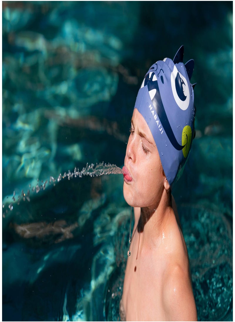 NABAIJI NABAIJI by DECATHLON, Kids Swimming Cap Silicone 56-60 cm Drago Blue Yellow  - Image 1