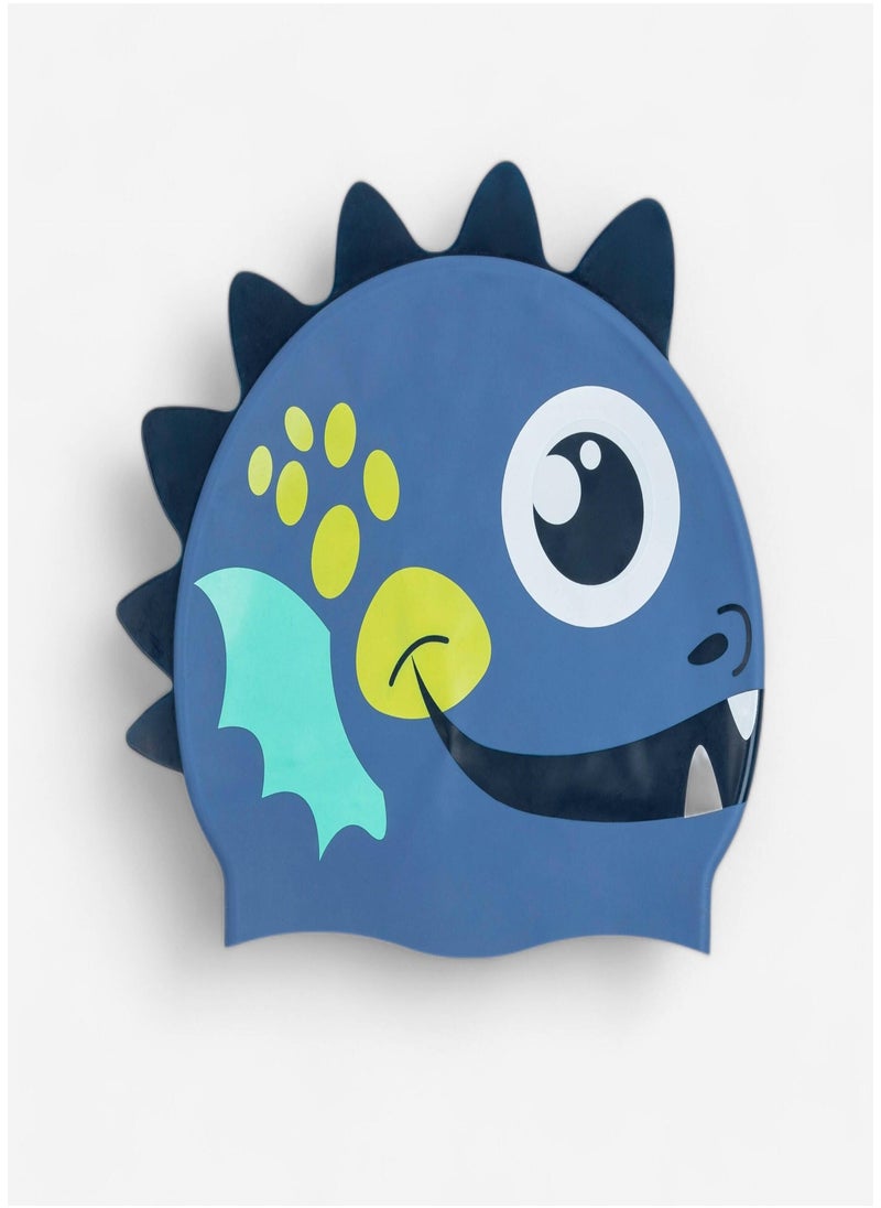 NABAIJI NABAIJI by DECATHLON, Kids Swimming Cap Silicone 56-60 cm Drago Blue Yellow  - Image 3