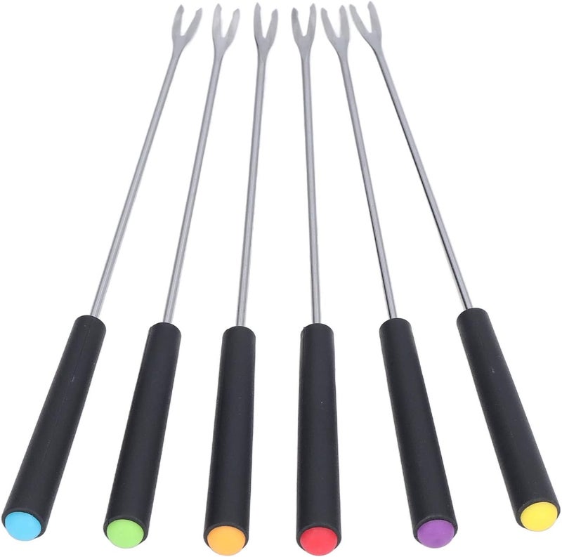 6 PCS Stainless Steel Fondue Forks, Fruit Dessert Forks with Handle Smores Sticks Cheese Fondue Sticks for Chocolate Fountain - Image 1