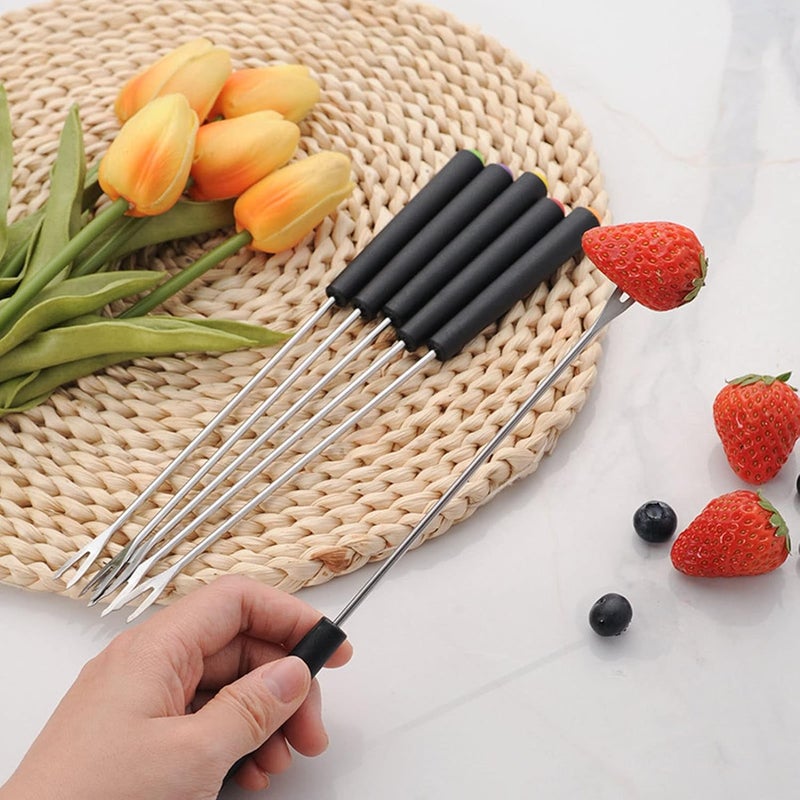 6 PCS Stainless Steel Fondue Forks, Fruit Dessert Forks with Handle Smores Sticks Cheese Fondue Sticks for Chocolate Fountain - Image 5
