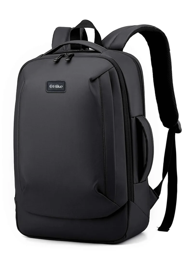 هايك Durable Polyester Backpack Water Resistant Two Way Loader 17-inch Daypack with Built in USB Port for Men and Women, HK2104- BLACK