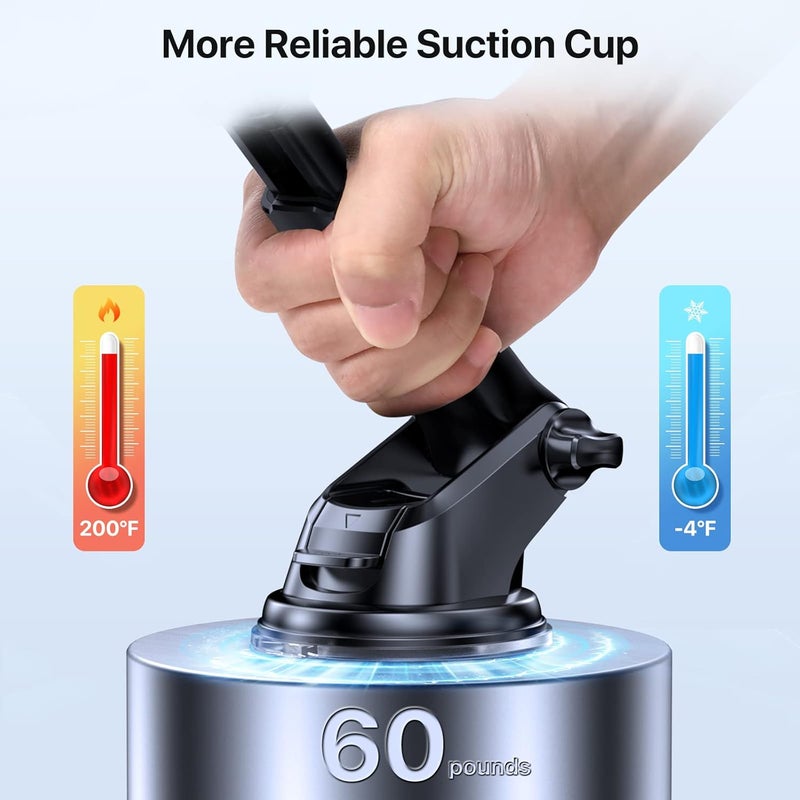 Miracase 2024 New Generation Car Phone Holder with Long Arm for Dashboard, Windshield, and Air Vent - Compatible with All Smartphones (Black) - Image 3