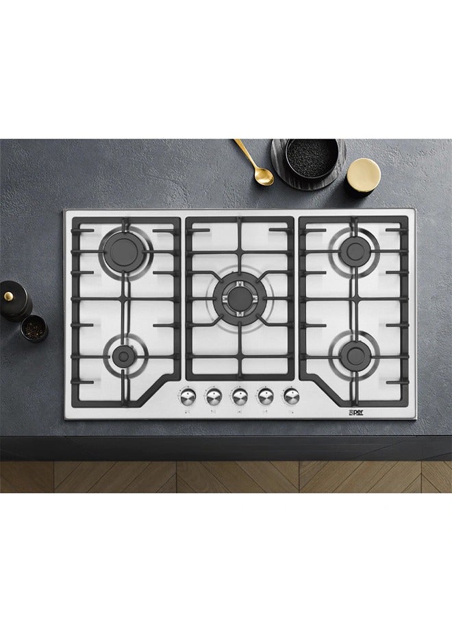 XPER Built-in Gas Hob - 86 cm - 5 Burner Burners - Turkish - Steel - XPBH90CIG - Image 5