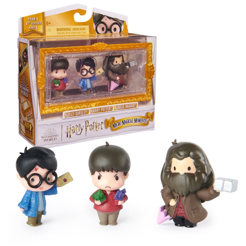 Wizarding World Harry Potter, Micro Magical Moments Action Figures Set with Harry, Hagrid, Dudley & Display Case, Kids Toys for Ages 6 and up - Image 1