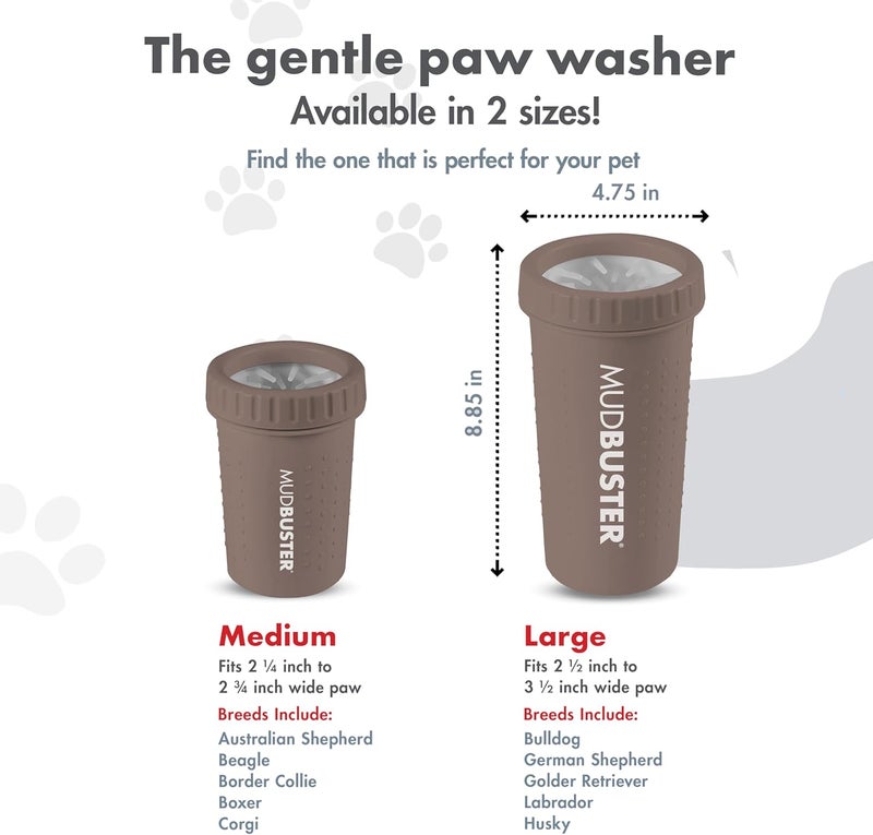 Dexas MudBuster Large Dog Paw Cleaner in Taupe, Portable Paw Washer for Muddy Paws, Dog Foot Cleaning Cup with Gentle Silicone Bristles, Quick Clean Pet Paw Washer - Image 3