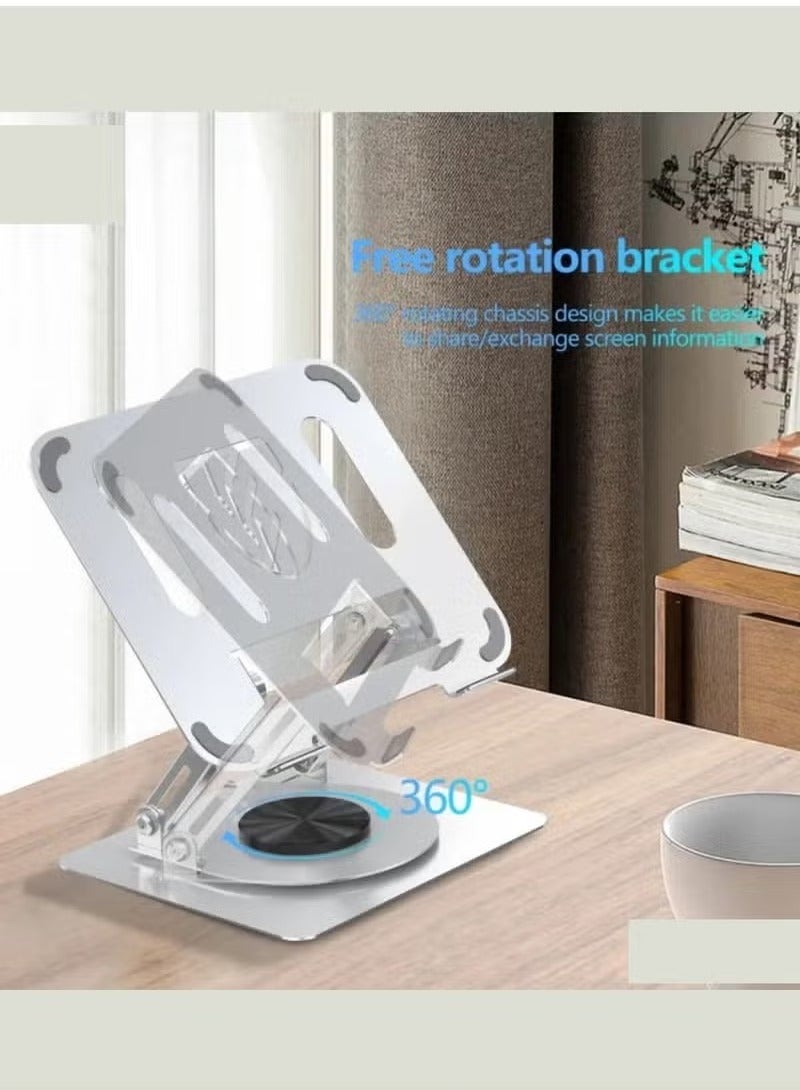 ELTRAZONE EH257 360° Rotatable Laptop Stand for Desk – Adjustable Carbon Steel Riser with Porous Heat Dissipation and Flexible Angle Adjustment – Ergonomic and Sturdy Notebook Holder for 11" to 17.3" Laptops – Durable Silver Finish for Home and Office Use - Image 5