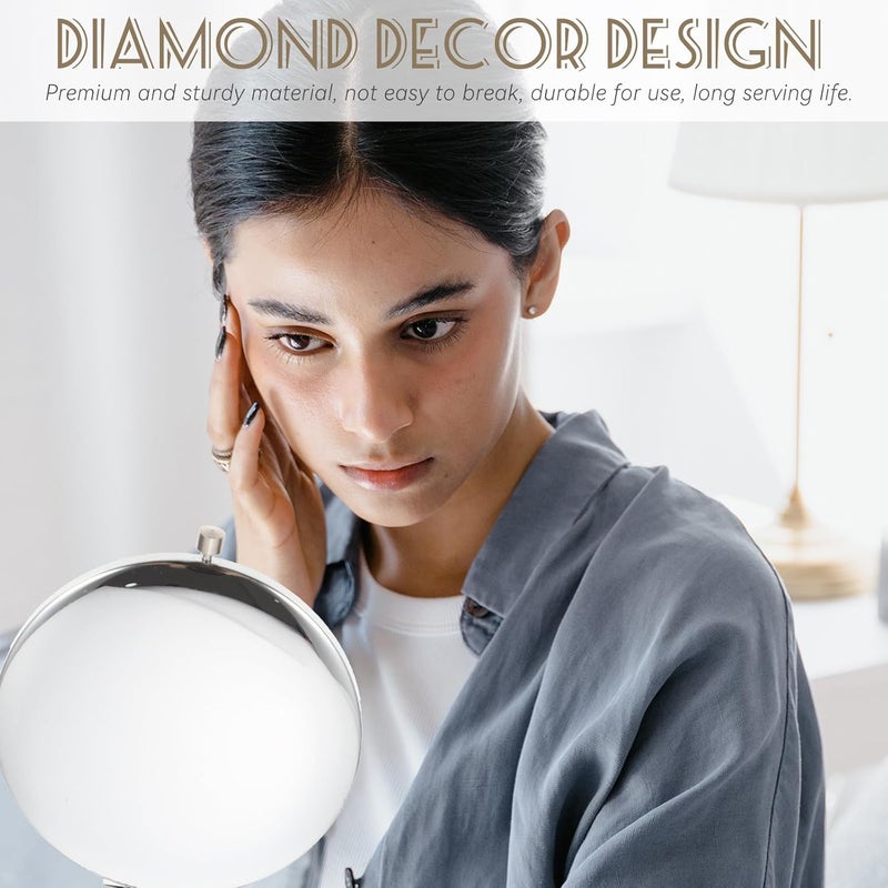 Double-Sided Pocket Reflector 7cm Compact Round Crystal Makeup Mini Glass Travel Cosmetic Vanity for Women - Image 3