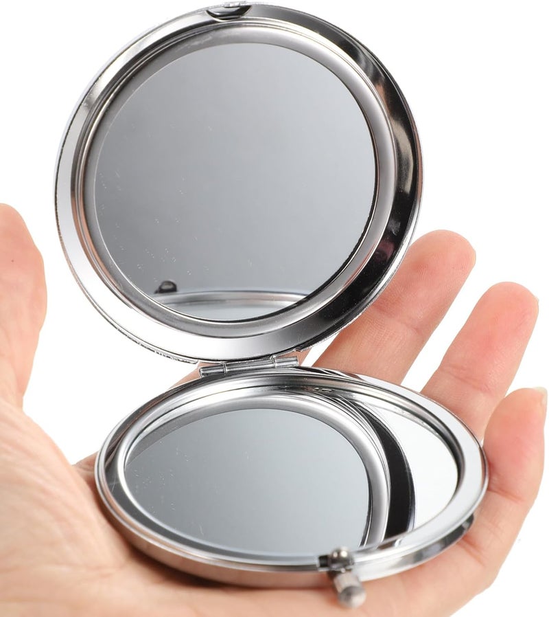 Double-Sided Pocket Reflector 7cm Compact Round Crystal Makeup Mini Glass Travel Cosmetic Vanity for Women - Image 4