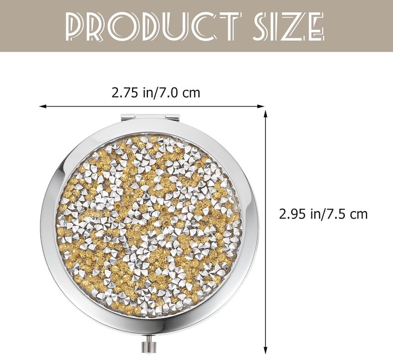 Double-Sided Pocket Reflector 7cm Compact Round Crystal Makeup Mini Glass Travel Cosmetic Vanity for Women - Image 2