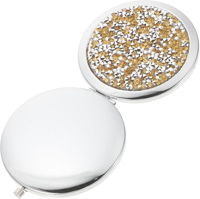 Double-Sided Pocket Reflector 7cm Compact Round Crystal Makeup Mini Glass Travel Cosmetic Vanity for Women - Image 1