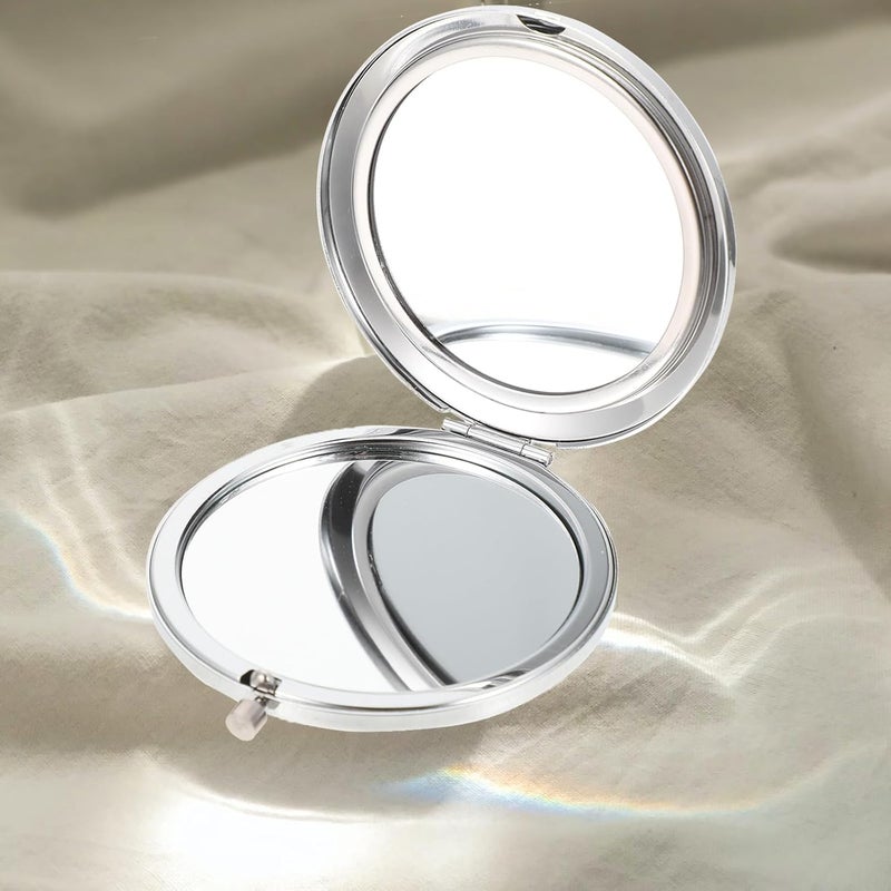 Double-Sided Pocket Reflector 7cm Compact Round Crystal Makeup Mini Glass Travel Cosmetic Vanity for Women - Image 5