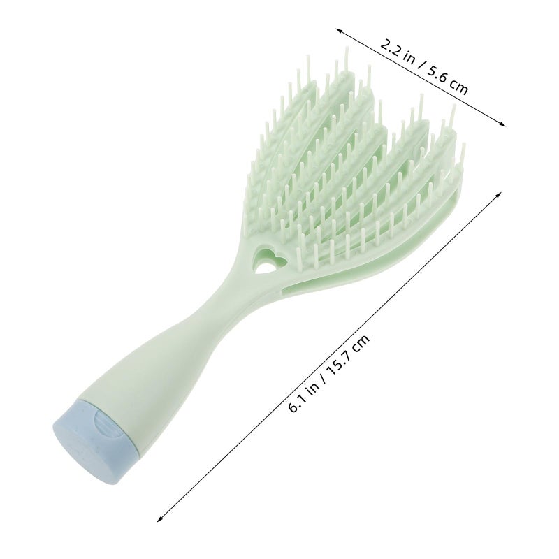 Green Detangling Hair Brush For Women Scalp Massage Wet Dry Use Mirror Compact - Image 3