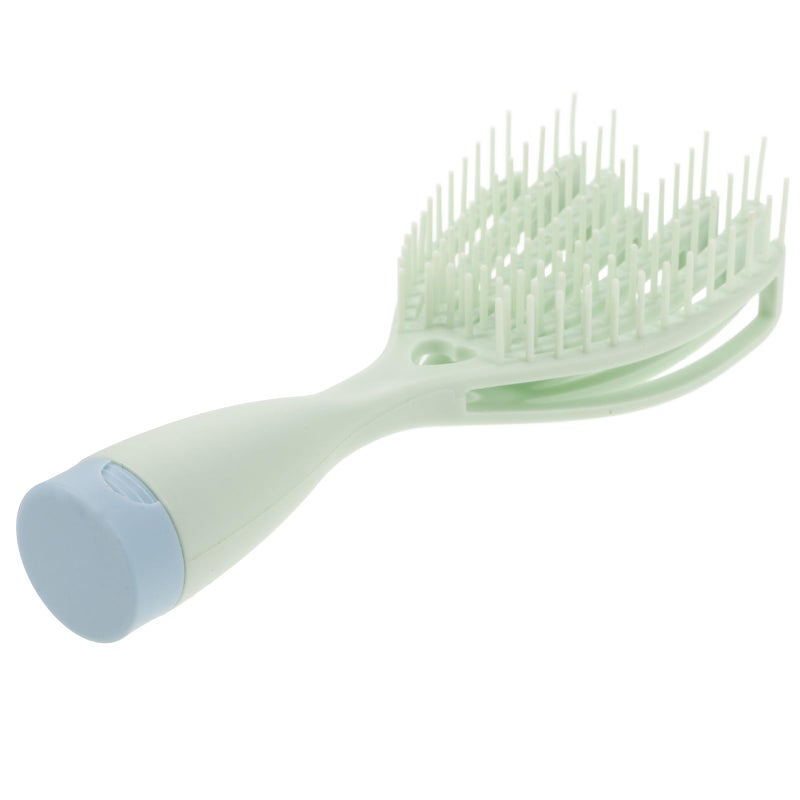 Green Detangling Hair Brush For Women Scalp Massage Wet Dry Use Mirror Compact - Image 2