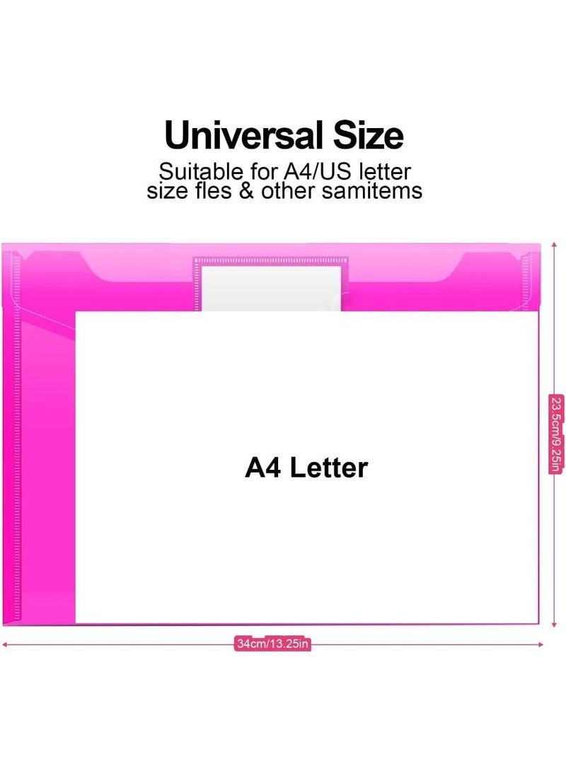 PAPERSAY 10 Pack A4 Plastic File Folder Envelopes with Label Pocket and Snap Button, Colorful Transparent Document Folders,Poly Envelopes for Home, Work, Office Organization - Image 2