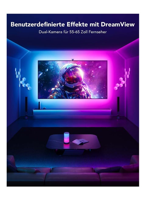 Govee Envisual TV Backlight T2 with Dual Cameras, 11.8ft RGBIC Wi-Fi TV LED Backlights for 55-65 inch TVs, Double TV Light Beads, Adapts to Ultra-Thin TVs, Smart App Control, Music Sync, H605C