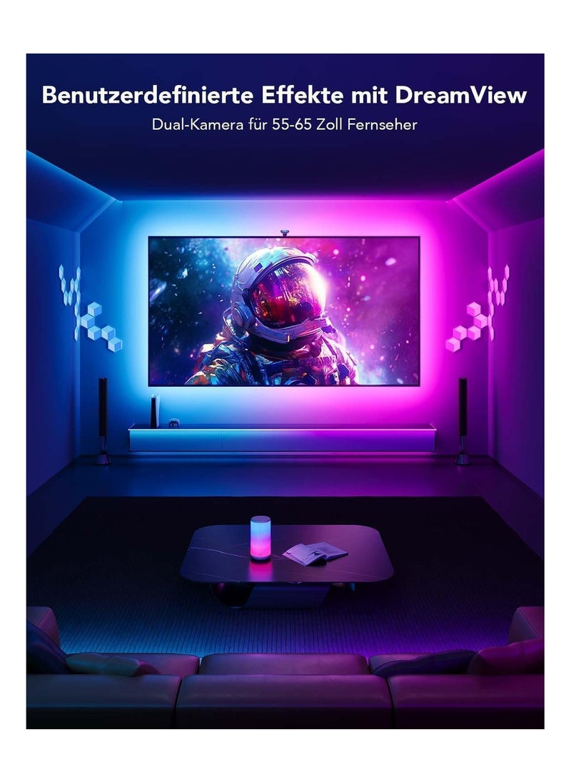 Govee Envisual TV Backlight T2 with Dual Cameras, 11.8ft RGBIC Wi-Fi TV LED Backlights for 55-65 inch TVs, Double TV Light Beads, Adapts to Ultra-Thin TVs, Smart App Control, Music Sync, H605C