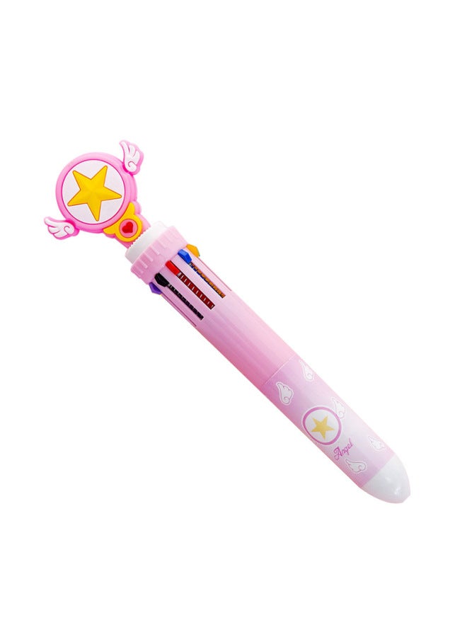 Autonomy Creative Stationery Ten Color Ballpoint Pen Cartoon Student Color Hand Account Pen Girl Heart Multi-color Press Ballpoint Pen - Image 1