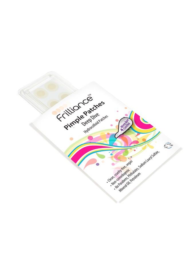Frilliance Microdart Hydrocolloid Acne Pimple Patches for Zits and Blemishes (4 count) Spot Treatment Stickers for Face & Skin, Vegan and Cruelty Free (Deep Dive Micro Darts) - Image 1
