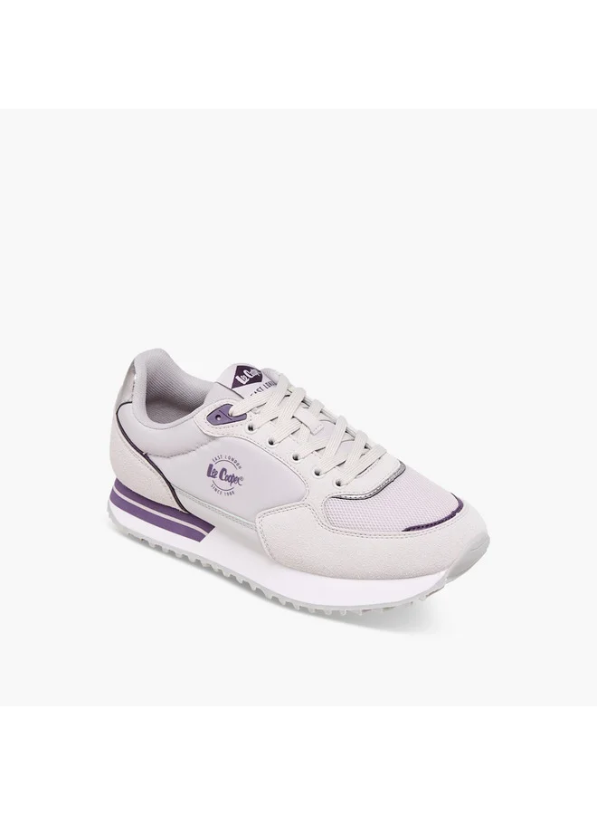 Lee Cooper Women's Logo Print Sneakers with Lace-Up Closure