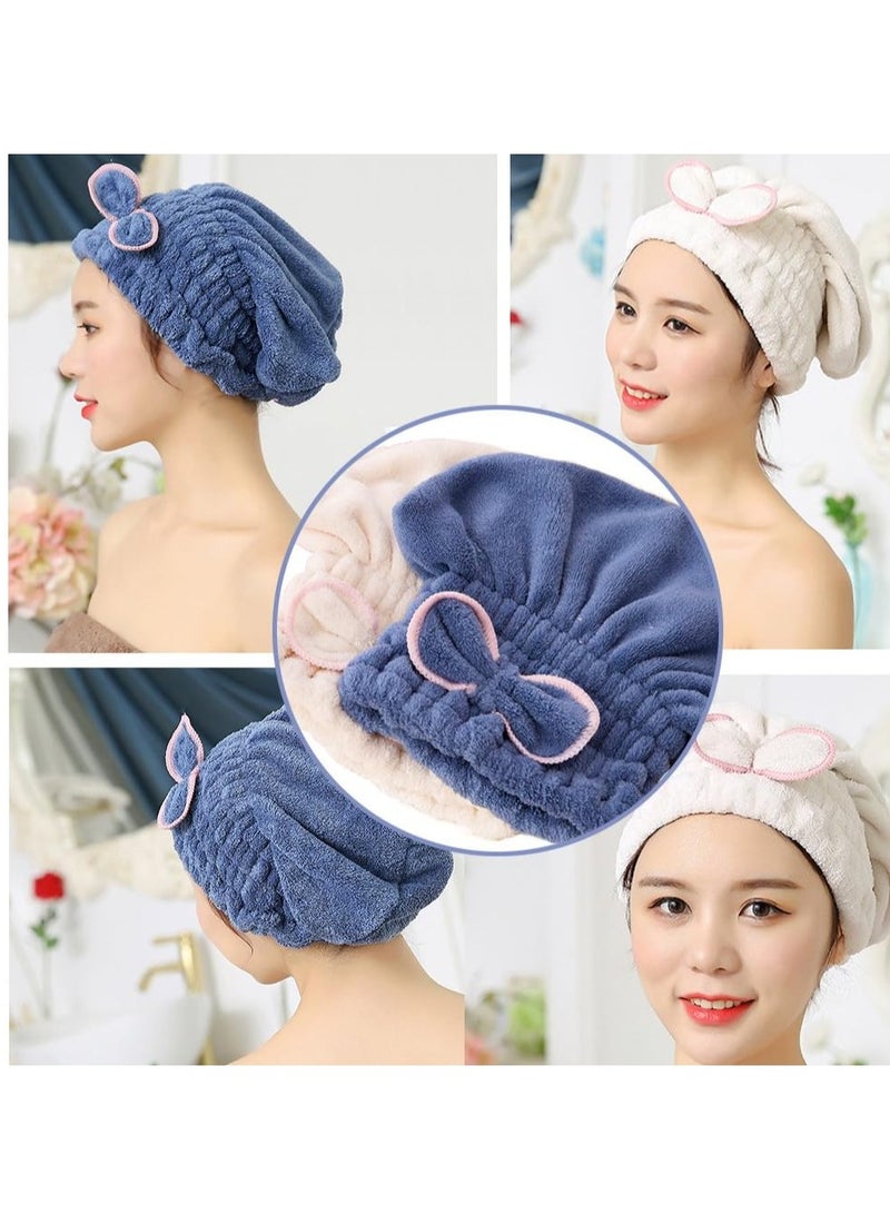 Jseng 2PC Microfiber Hair Drying Caps, Extrame Soft & Ultra Absorbent, Fast Drying Hair Turban Wrap Towels Shower Cap for Girls and Women - Image 3