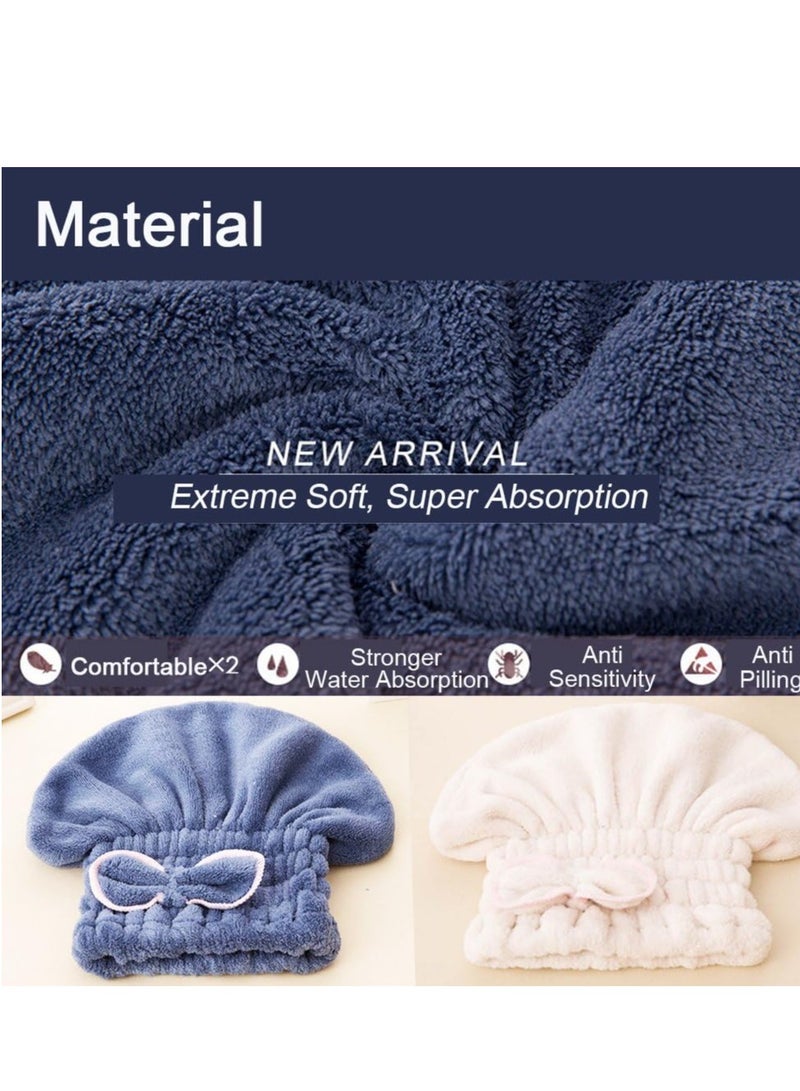 Jseng 2PC Microfiber Hair Drying Caps, Extrame Soft & Ultra Absorbent, Fast Drying Hair Turban Wrap Towels Shower Cap for Girls and Women - Image 4