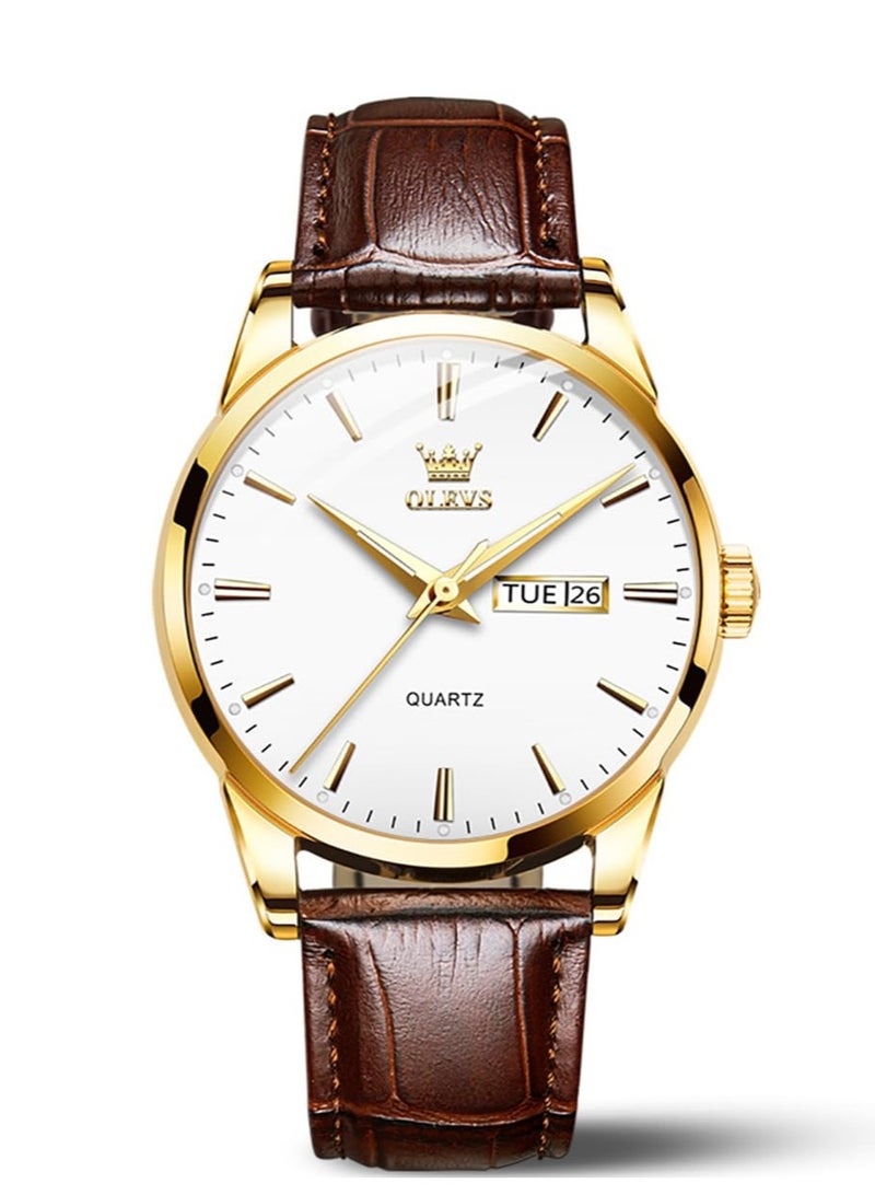 أوليفز ساعات رجالية كوارتز انالوج مقاومة للماء جلد 6898 - Image 1
