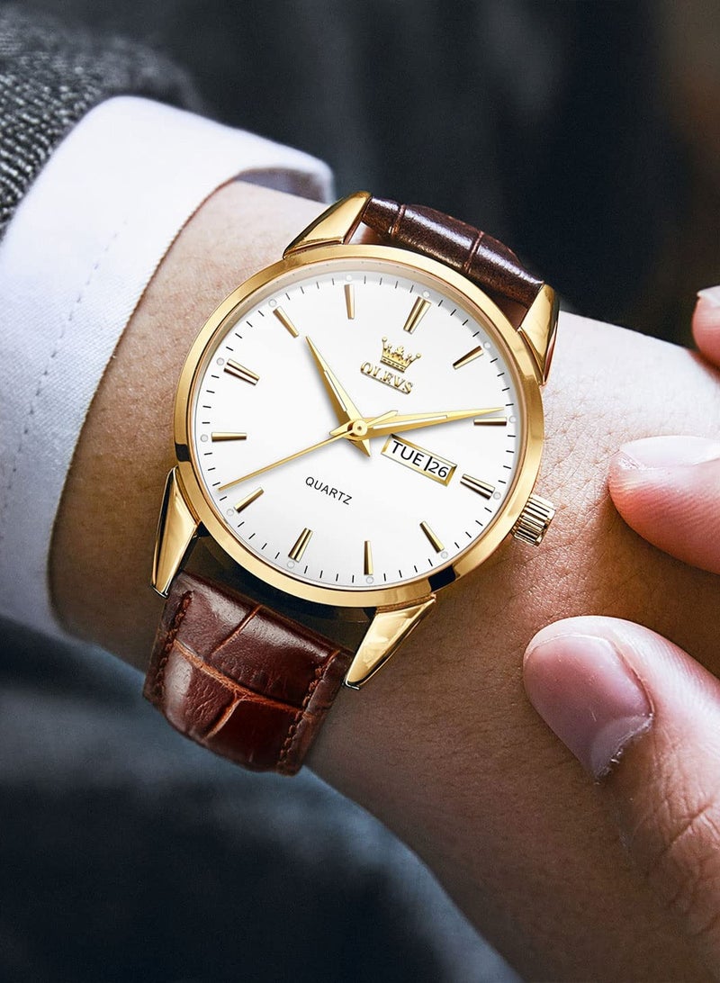 أوليفز ساعات رجالية كوارتز انالوج مقاومة للماء جلد 6898 - Image 3